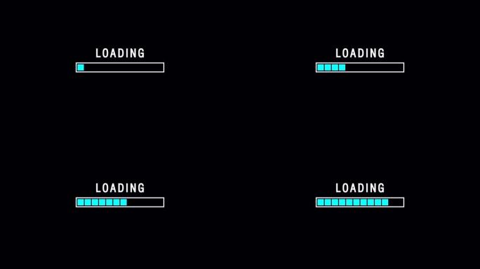 深色背景屏幕动画上的蓝色加载栏指示器