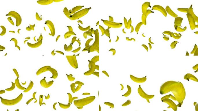 新鲜香蕉以慢动作对抗白色