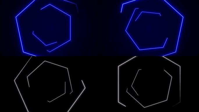 未来派平视显示器六角隧道无缝VJ环路。LED的4k霓虹灯运动图形