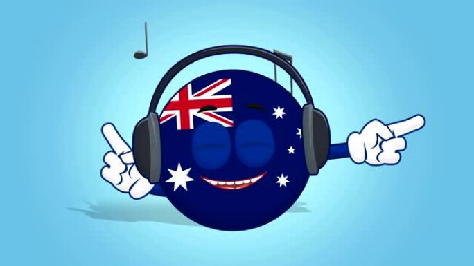 卡通图标旗澳大利亚音乐与阿尔法马特面部动画