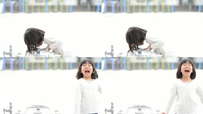 日本小女孩喝水