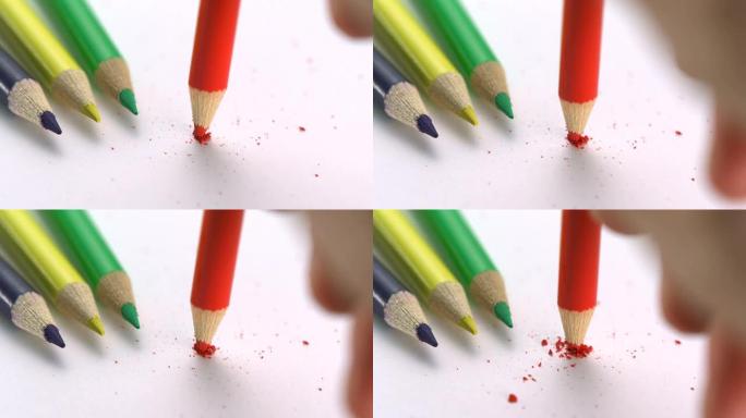 破彩色铅笔，慢动作
