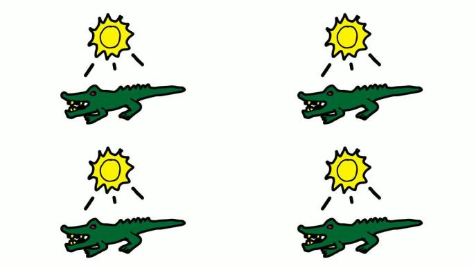 儿童画以鳄鱼为主题的白色背景