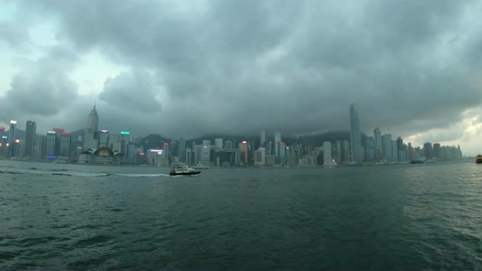 香港城市景观天际线与照明