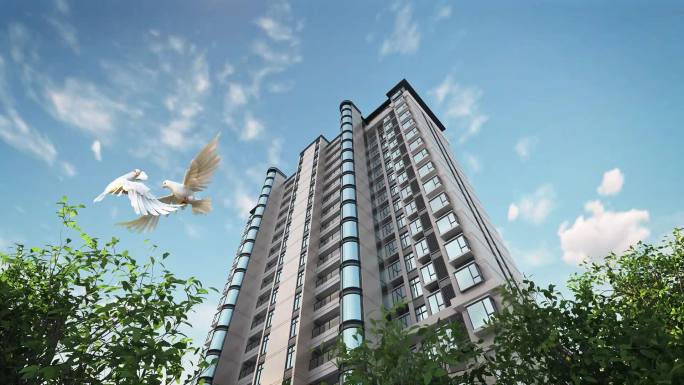 高层住宅建筑外立面三维画面