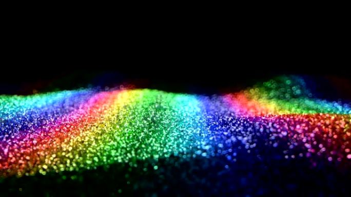 彩色彩虹闪亮移动闪光背景抽象无缝VJ环粒子阿尔法哑光
