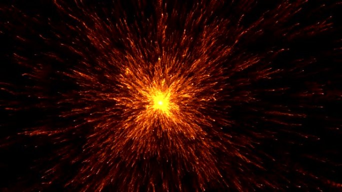 3D渲染，抽象宇宙爆炸冲击波暖金能量