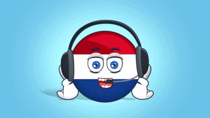 卡通图标旗荷兰荷兰呼叫操作员与阿尔法哑光面部动画