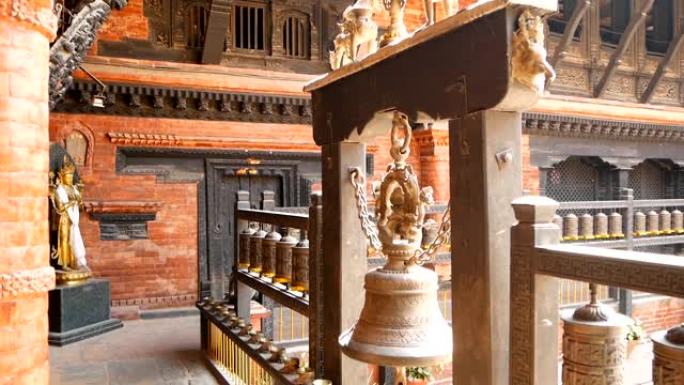 古老的青铜和黄铜装饰的寺庙，Rudra Varna Mahavihar，独特的佛教圣地，在帕坦的拉利