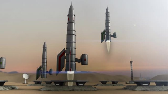 多枚火箭发射的动画