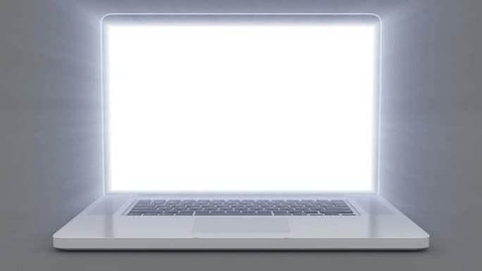 打开带发光屏幕的笔记本电脑