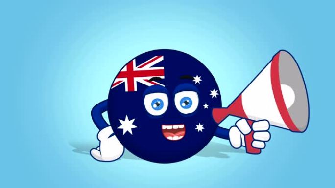 卡通图标旗澳大利亚喇叭喇叭与阿尔法马特动画