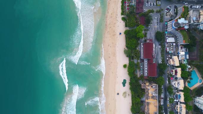 海南省三亚市大东海旅游区航拍海岸线