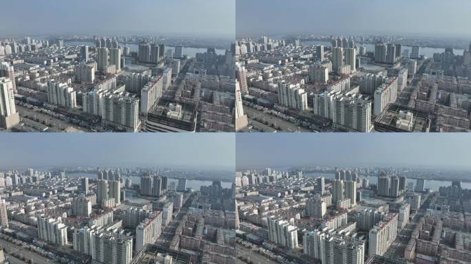 辽宁丹东城市高楼风光航拍