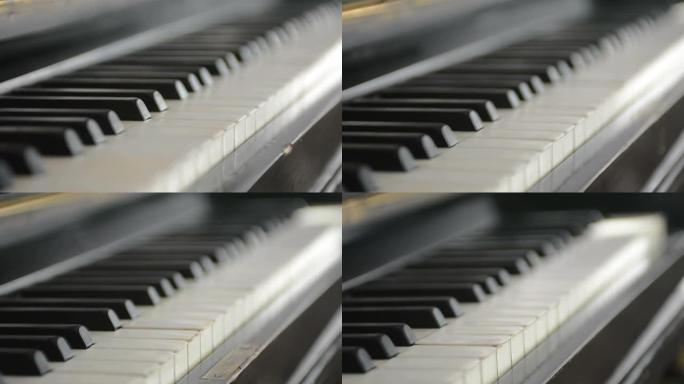 钢琴键盘摄像机从一端到另一端跟踪