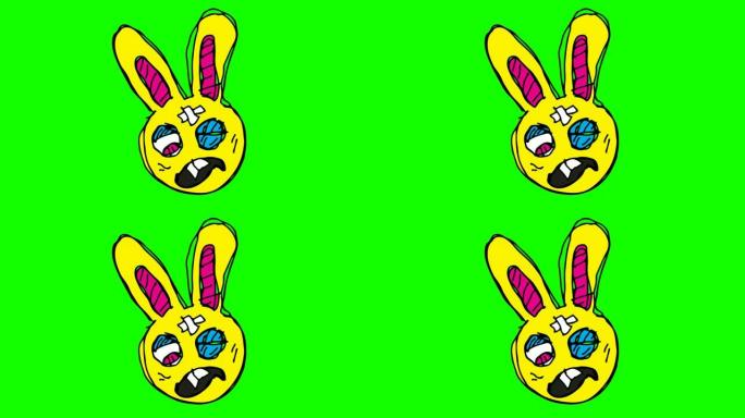 以兔子为主题的绿色背景的孩子们画