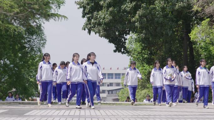 学校上学 中学生成群结队意气风发