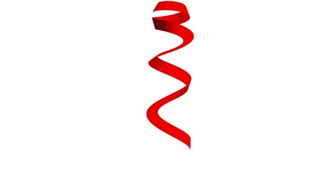 白色背景上的红丝带，用于庆祝活动和新年派对、生日派对、圣诞节或任何节日。3d抽象插图