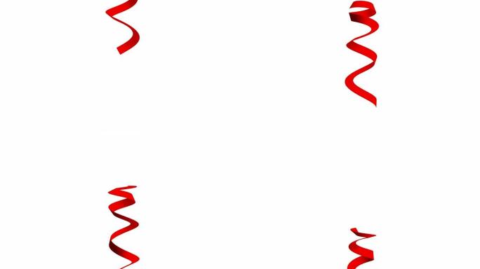 白色背景上的红丝带，用于庆祝活动和新年派对、生日派对、圣诞节或任何节日。3d抽象插图