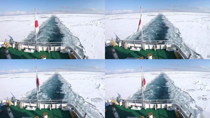 冬天，在冰冻的海上航行。