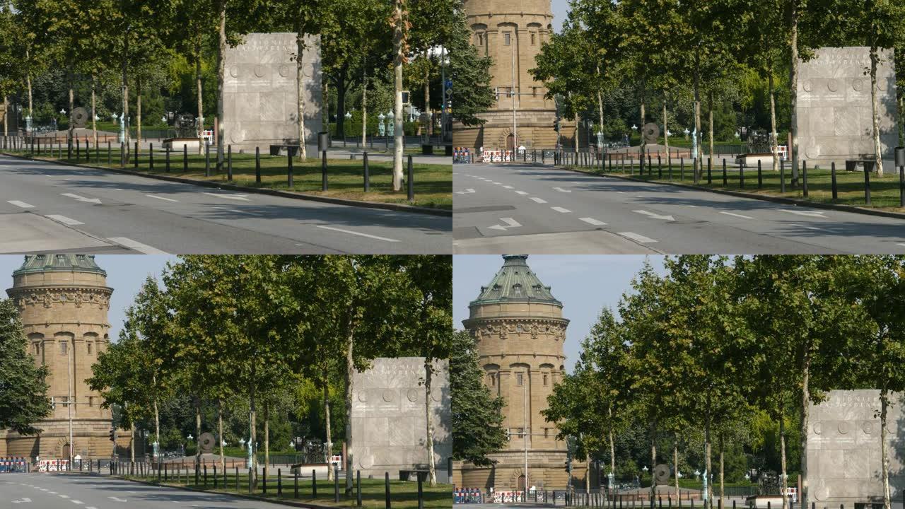 曼海姆水塔和卡尔·本茨纪念馆，距离拍摄曼海姆，德国