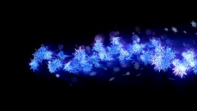 用美丽的雪花闪亮的冬季象征。旋转雪产生的漩涡。冬季模式。舞动雪花的美女。抽象循环动画。