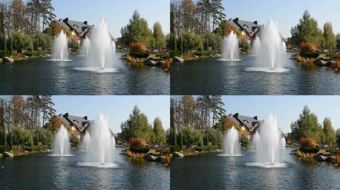 前总统亚努科维奇的梅吉吉里亚的喷泉和 “Khonka” 房屋