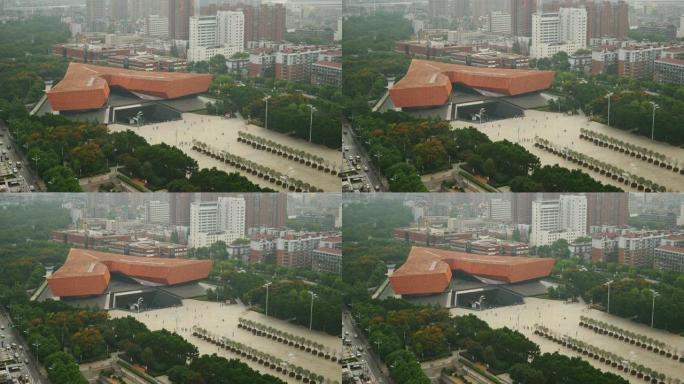 白天时间武汉市屋顶著名博物馆全景4k中国