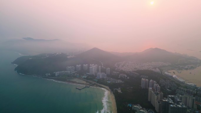 三亚三亚湾大东海旅游区及周边城市风景航拍