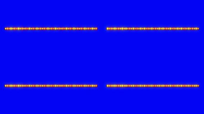 舞台剧院灯在蓝屏背景上闪烁