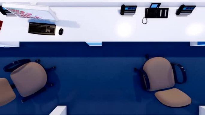 现代诊所的空护士站顶视图3D动画