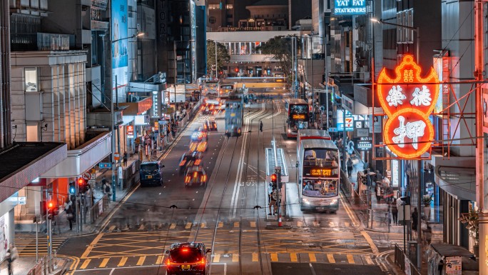 香港繁忙交通夜景延时
