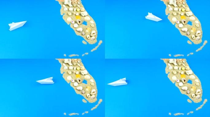 纸船漂浮在佛罗里达海岸外