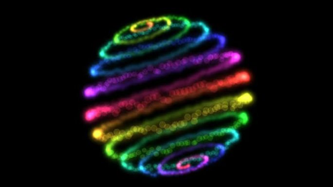 抽象粒子球动画-循环彩虹