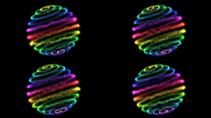 抽象粒子球动画-循环彩虹