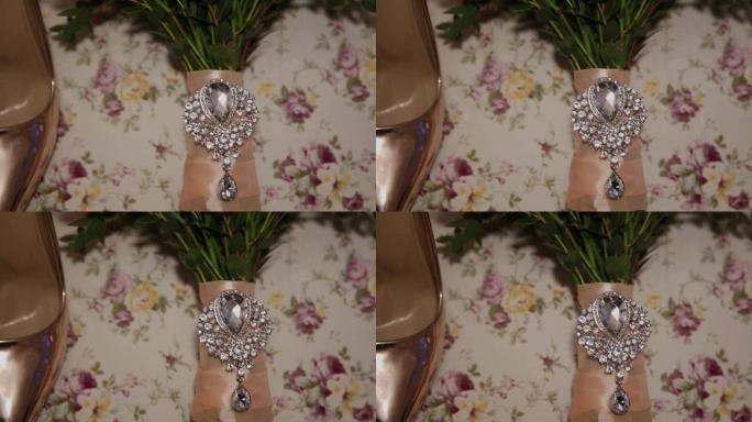 婚礼女鞋和花束