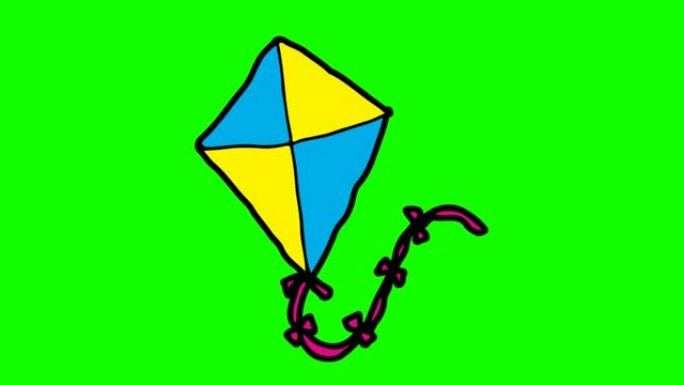 孩子们画以风筝为主题的绿色背景