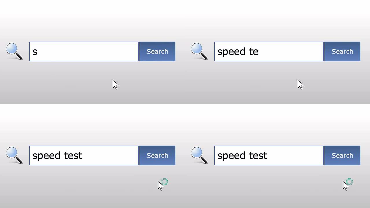 速度测试-图形浏览器搜索查询，网页，用户输入搜索相关结果，计算机互联网技术。网页浏览打字字母，填写表