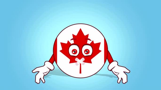 卡通图标旗帜加拿大沉默磁带嘴与阿尔法哑光动画