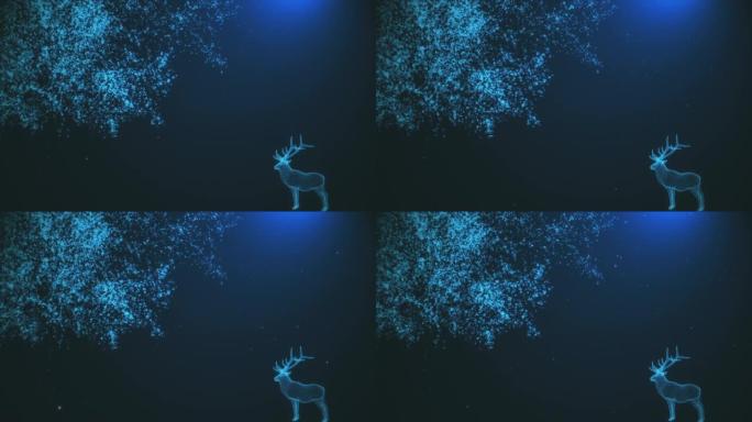 摘要背景一只鹿靠近一棵有颗粒的树。在美丽放松的背景下。