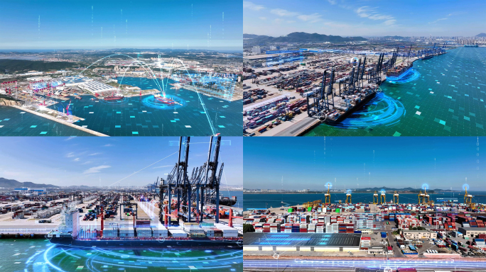 科技智慧数字港口码头科技未来港口集装箱