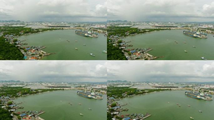 鸟瞰图Laem chabang工业区和港口。