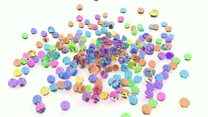 掉落的彩色球，儿童玩具，塑料球，游乐场，抽象背景4k