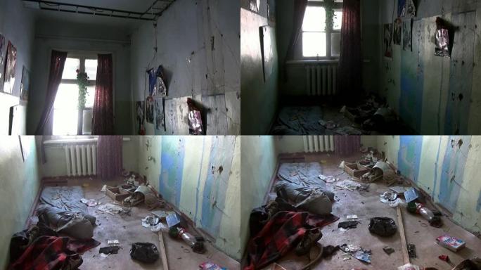 俄罗斯最北部的Gudym Chukotka废弃房屋鬼城中的垃圾。