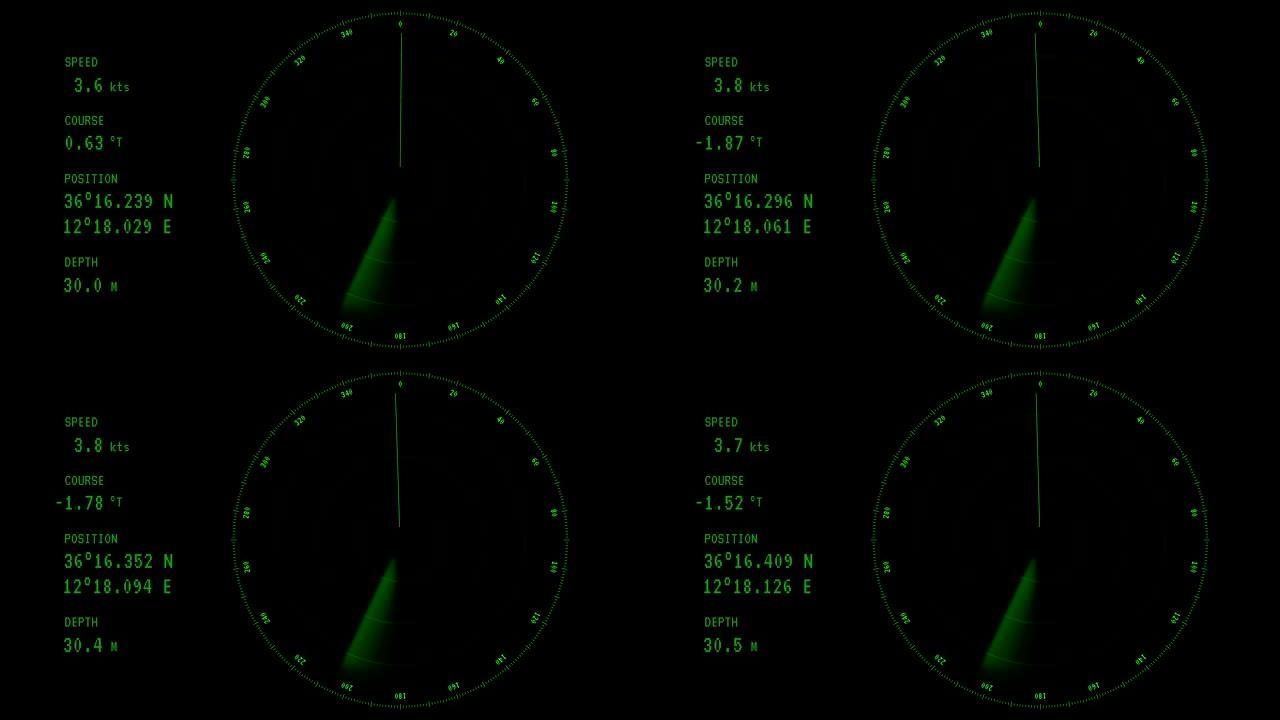 动画-在雷达屏幕上运行的绿色射线