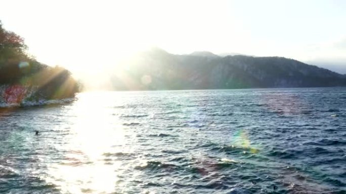 日本日光中禅寺湖从太阳耀斑