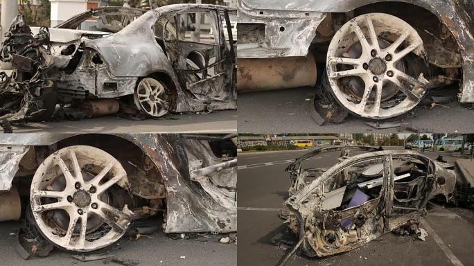 汽车爆炸后被烧毁
