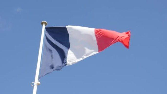 1080p全高清视频-法国国旗在风中飘扬慢速1920X1080高清视频