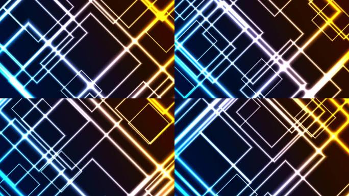抽象发光霓虹灯七彩方块视频动画