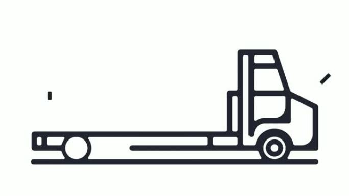 燃油输送卡车线图标动画与阿尔法